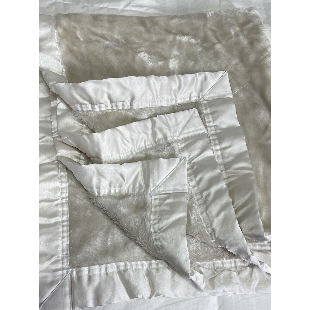 Baby Mink Vtg Champagne Bactiban-K Blanket Soft Thick Plush Minky Satin 36x43